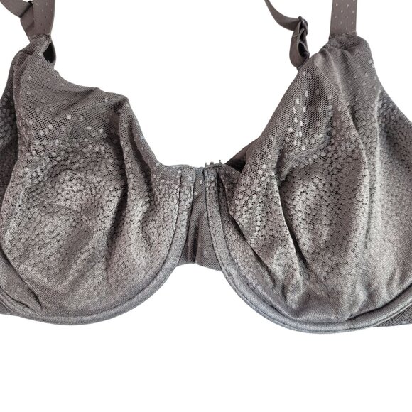 Wacoal Back Appeal Dot Jacquard Bra Gray 34DD Underwire Seamless Cup #855303 - Picture 3 of 10